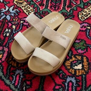 Flojos Tan Dual-Strap Platform Sandals